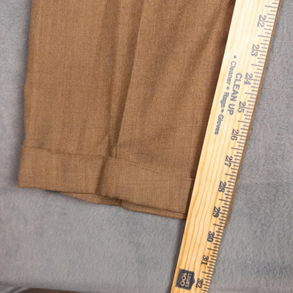 Bill Blass Platinum Pleated Trousers Mens 34x29 Brown Vintage Italy Wool Pants